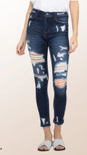 Load image into Gallery viewer, High Waisted Heavily distressed Ankle Skinny Jeans
