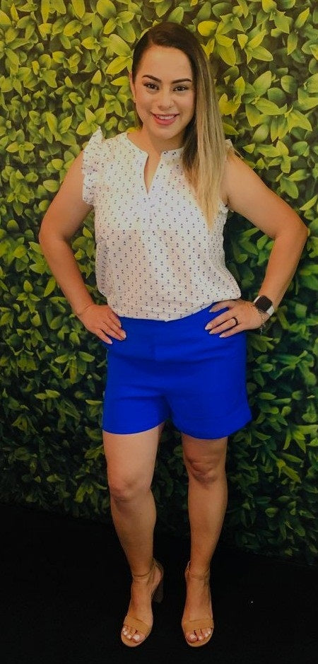 High-Waisted Bright Royal Blue shorts