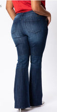 Load image into Gallery viewer, Dark denim flare jeans
