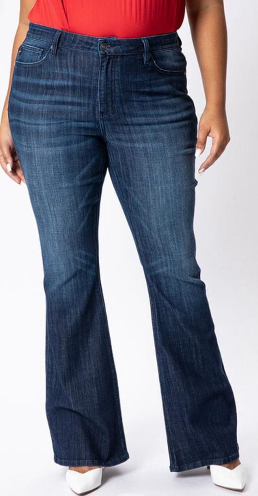 Dark denim flare jeans