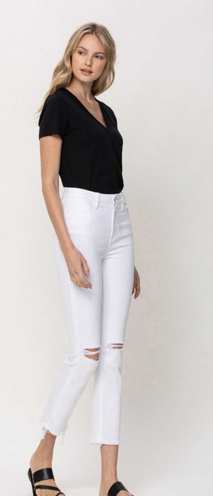 Optic White High Rise Crop Jeans