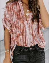 Load image into Gallery viewer, Burnt Orange Printed Pocket Blouse
